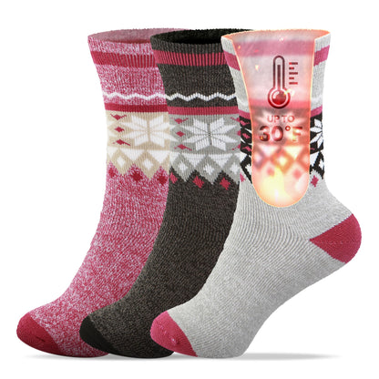 Set of 3 Thermal Socks for Women Heated Winter Socks for Cold Weather Protection Warm Insulated