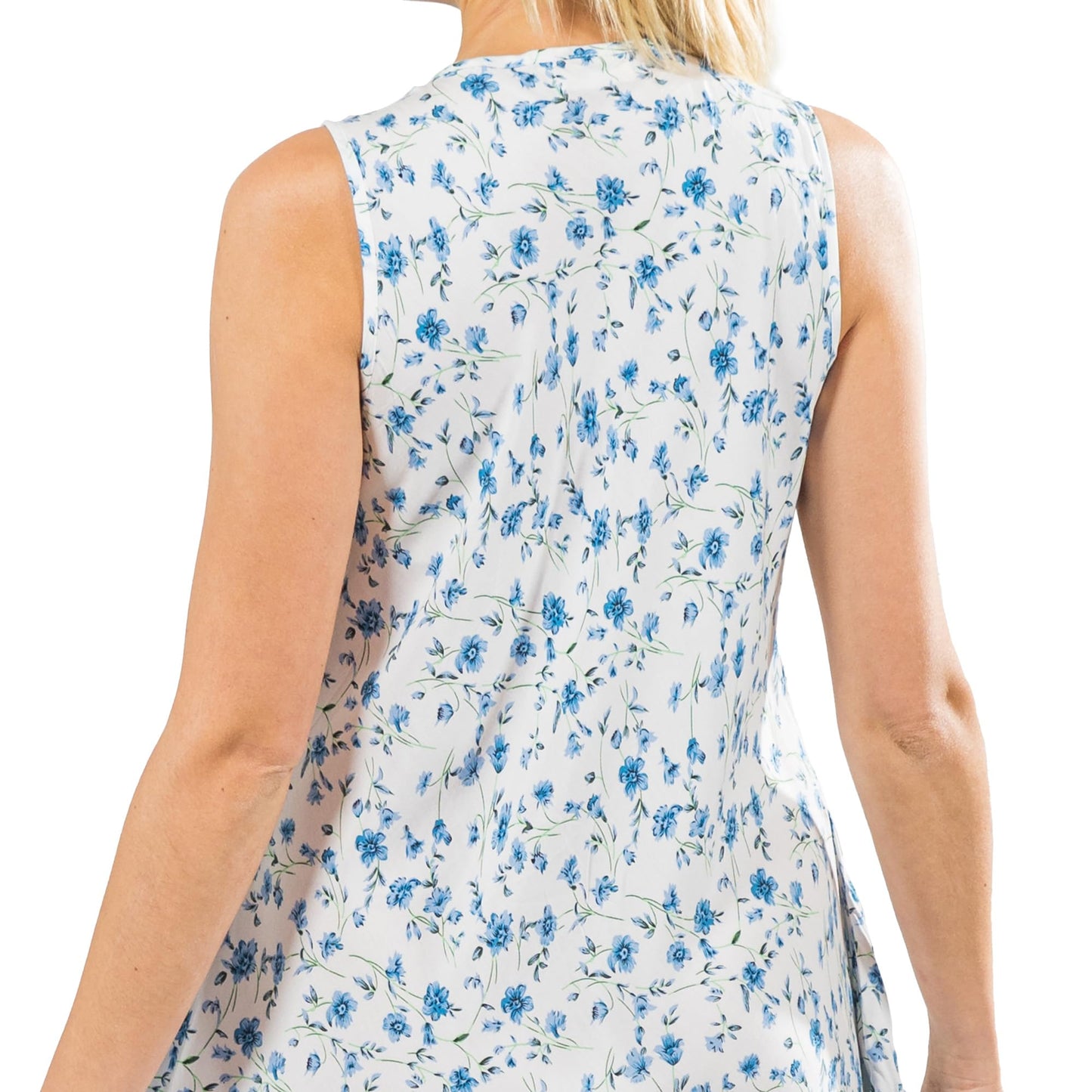 UNIQUE STYLES ASFOOR Women's Floral Midi Dress, Vacation Outfits Sleeveless Flowy Summer Dress, White Blue Floral