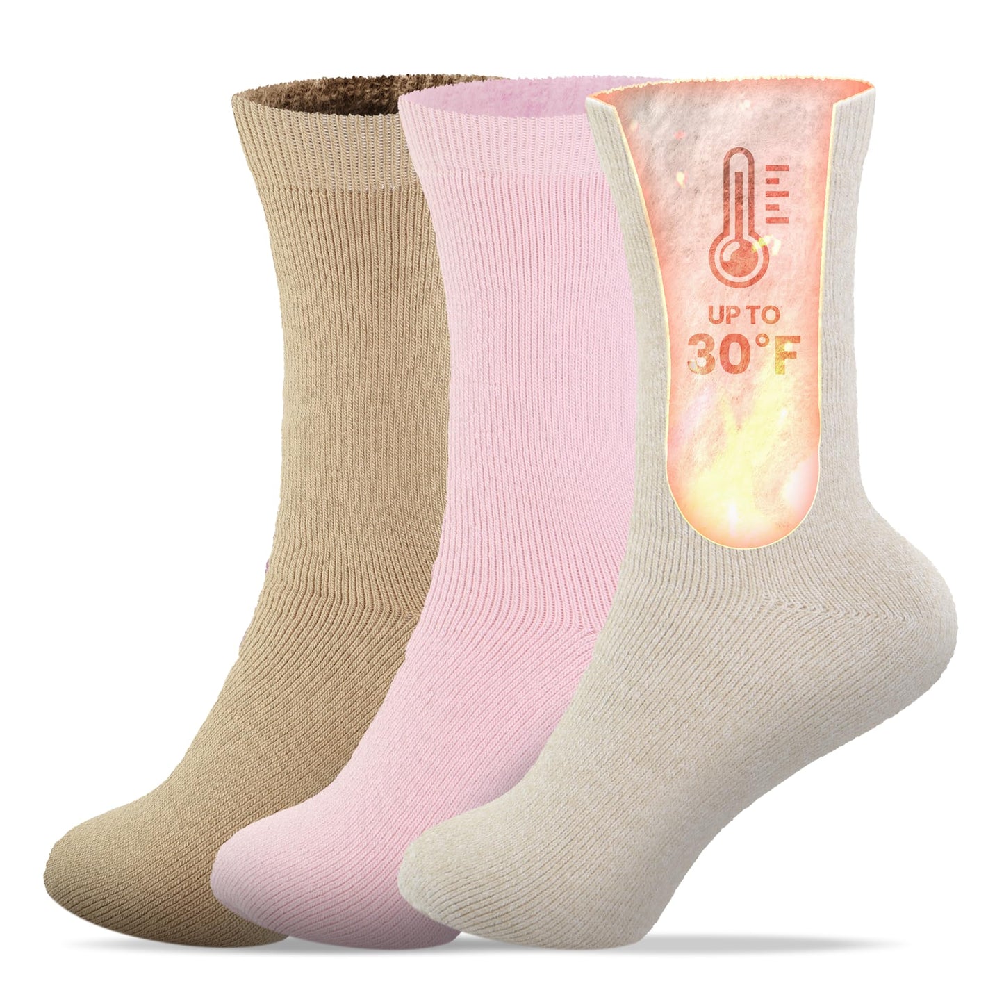 Set of 3 Thermal Socks for Women Heated Winter Socks for Cold Weather Protection Warm Insulated