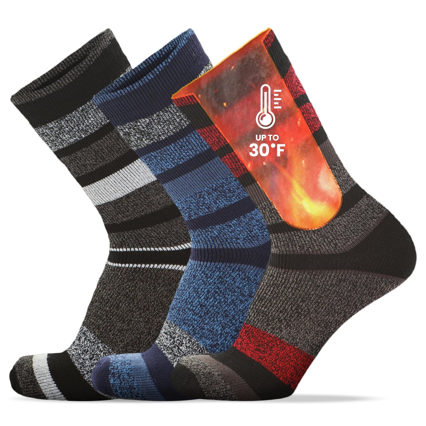 Set of 3 Thermal Socks for Men Heated Cold Weather Warm Insulated Socks For Winter